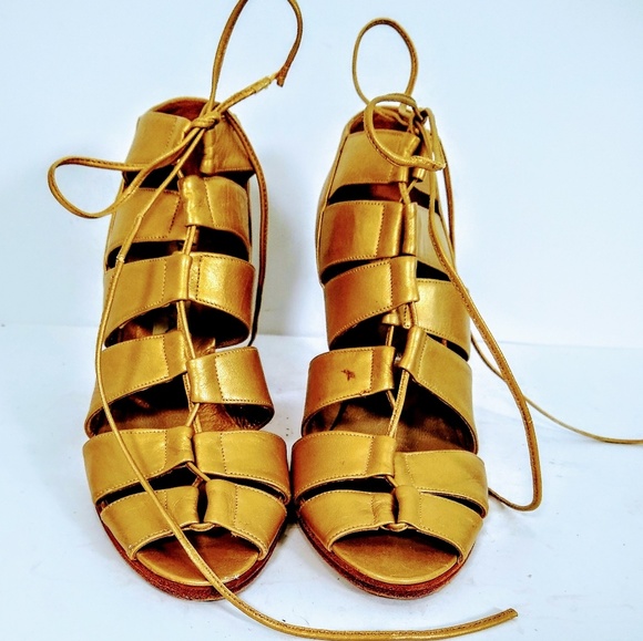 Via Spiga gold chunky tie up heels! - Picture 4 of 8